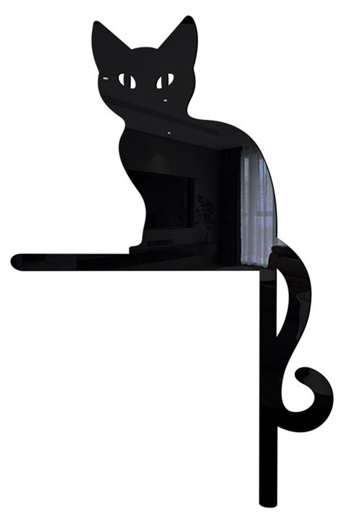 Wandaufkleber mit Spiegeleffekt, selbstklebend, dreidimensional, simuliert, für Feste, Heimdekoration, Acryl, Halloween-Tür-Eckschild, 3D-Katzen-...