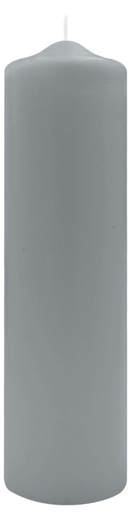 Spitzkopf Stumpen Kerzen Silbergrau 30 x Ø 8 cm, 6 Stück