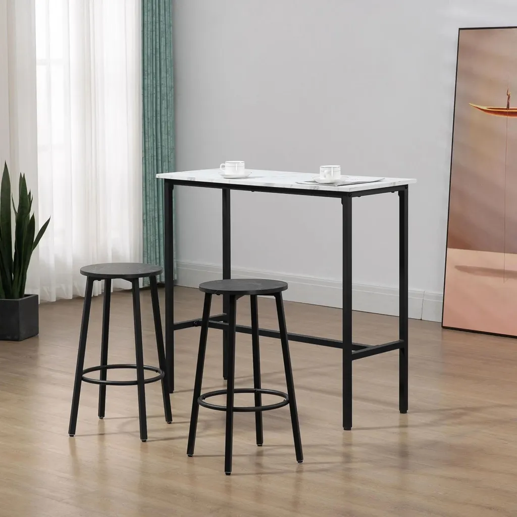 Table de bar bois blanc moderne 100 cm - Structure haute rectangulaire - 8