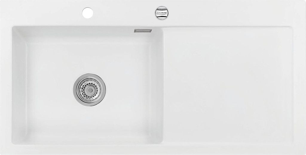 Flächenbündige Spüle MERA 100 SL F Polar Becken links mit Produktbild 