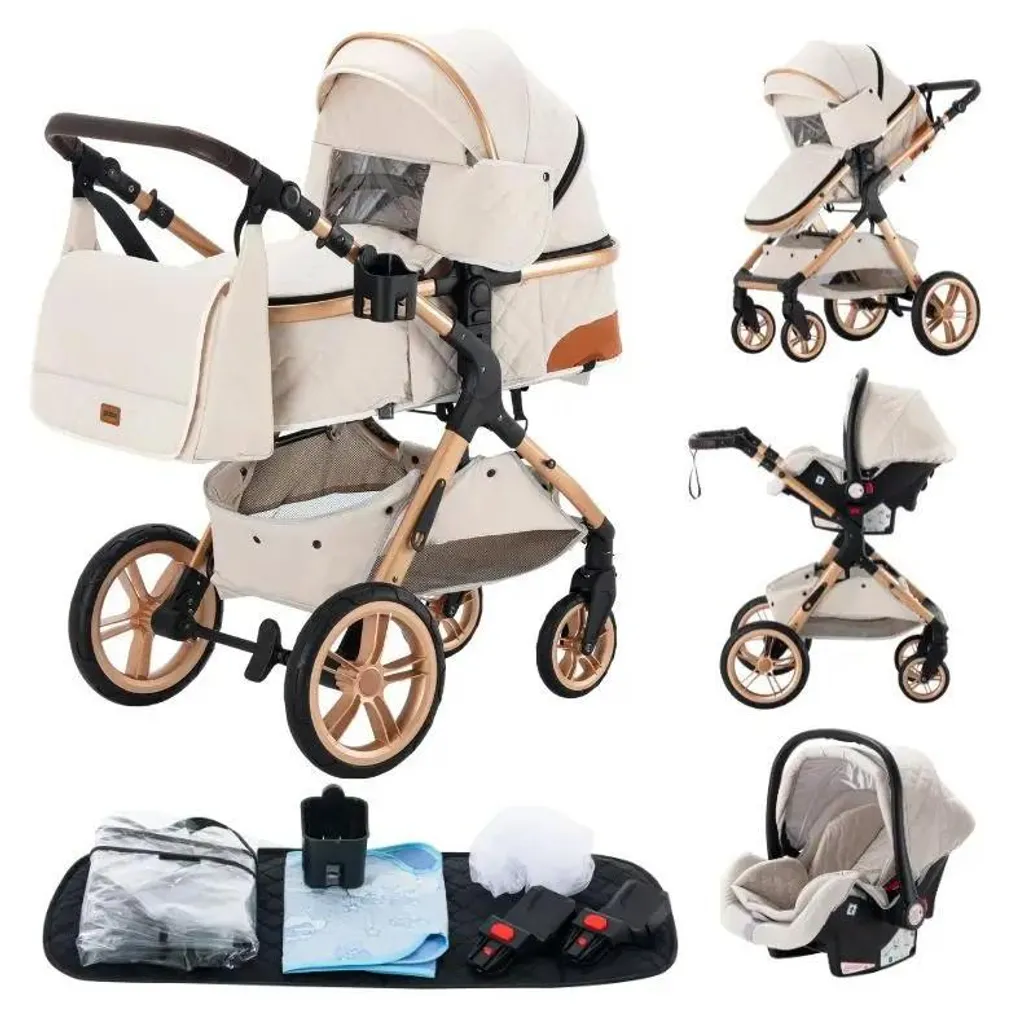 Poussette combinée tout-terrain pliable : La version haute X1 en blanc pur