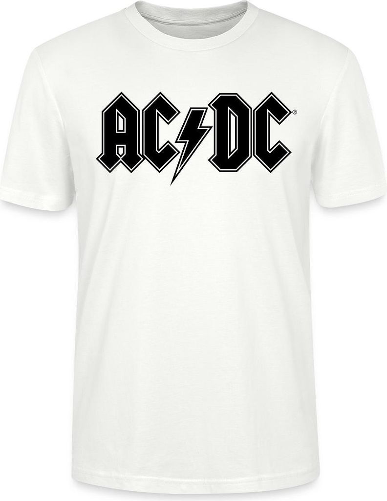 Spreadshirt AC/DC Schwarzes Logo Mit Blitz Uni Bio T-Shirt, XS, Weiß