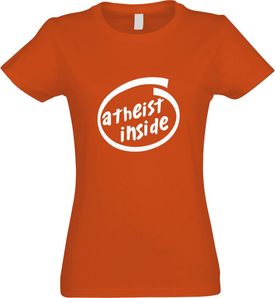 Kiwistar - T-Shirt tailliert - Damen - orange - Atheist Inside - mit Motiv Bedruckt - Funshirt Design - Sport - Freizeit - Damen - L