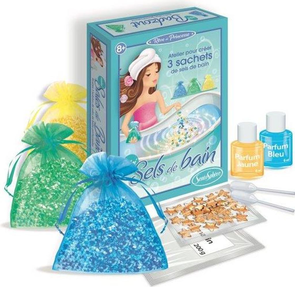 Sentosphère Badesalz Mini Set kreatives Spielzeug - buntes Badesalz herstellen