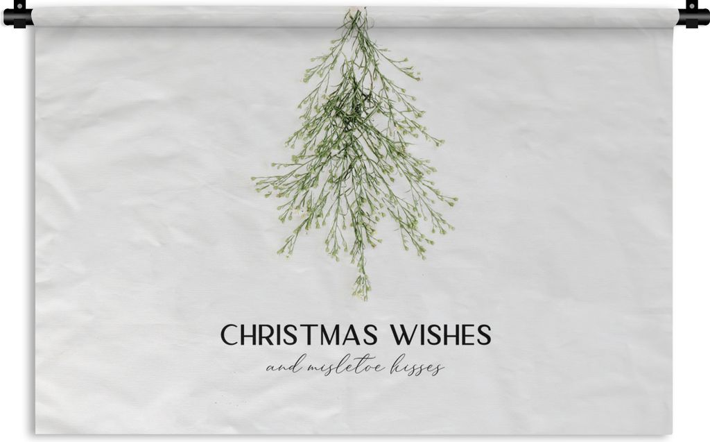 MuchoWow Wandteppich Wandbehang Weihnachten - Weihnachtsbaum - Zitat 90x60 cm Tapisserie Dekoration Wandtuch - Wandskulpturen - Bildteppich