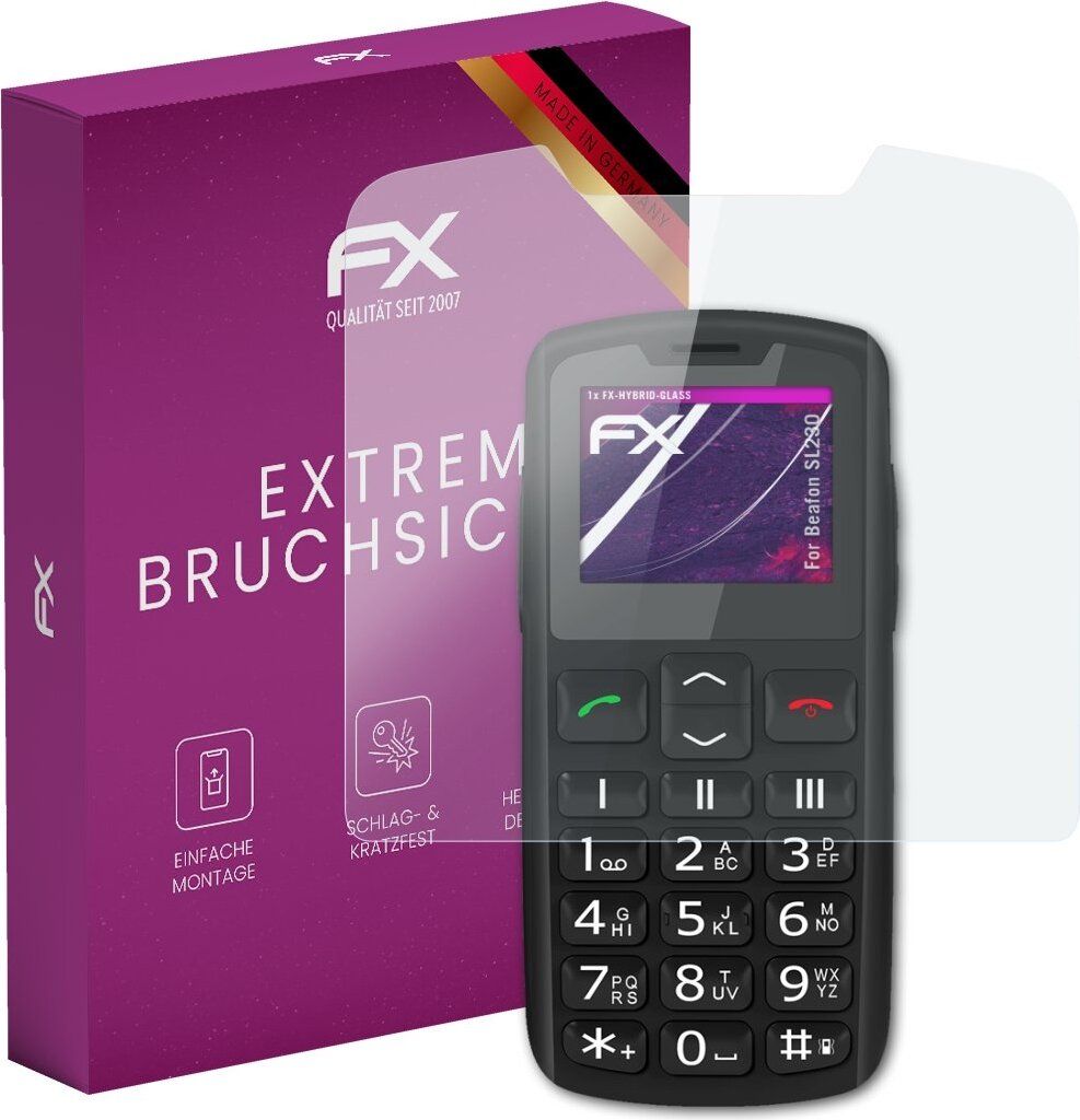 atFoliX FX-Hybrid-Glass Displayfolie kompatibel mit Beafon SL230 Glasfolie