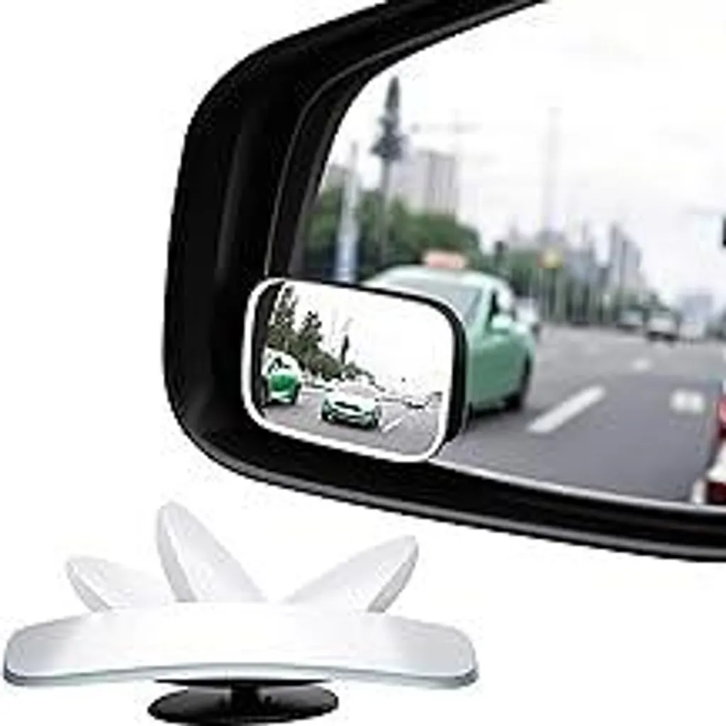 Amfor Specchio per angolo cieco Lente convessa in vetro HD Specchio per angolo cieco regolabile senza cornice per convesso, per auto, camion, SUV, sicurezza stradale – 2 pezzi