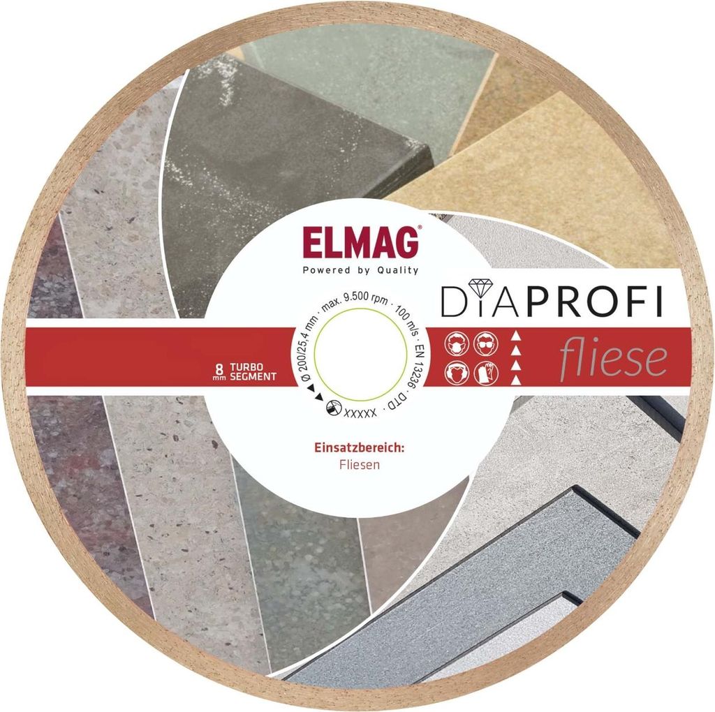 ELMAG DiaProfi-Diamantscheibe FLIESE 300mm Bohrung: 30,mm (für Trocken- und Nassschnitt)