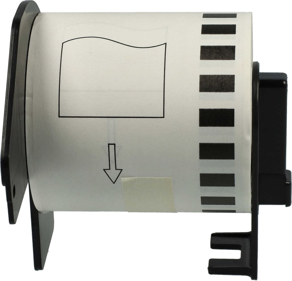 vhbw Rolle mit Halter 62mm x 15,24m kompatibel mit Brother P-Touch QL 1060 N, QL 1050 N, QL 1050 Drucker - Selbstklebend Schwarz Transparent