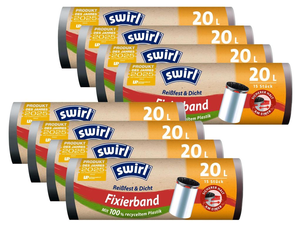 8x Swirl Fixierband Müllbeutel 20L ( 15 stk./Rolle ) Produktbild 