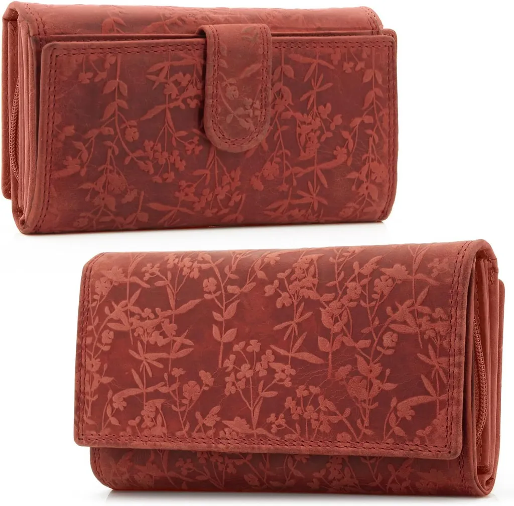 Portafoglio Continental Rosso Floreale con Schermatura RFID Premium