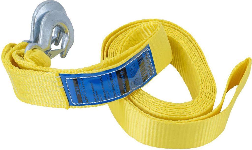 Tažné lano s háky Tažný popruh  5m/50mm/4t žlutý Obrázek produktu 