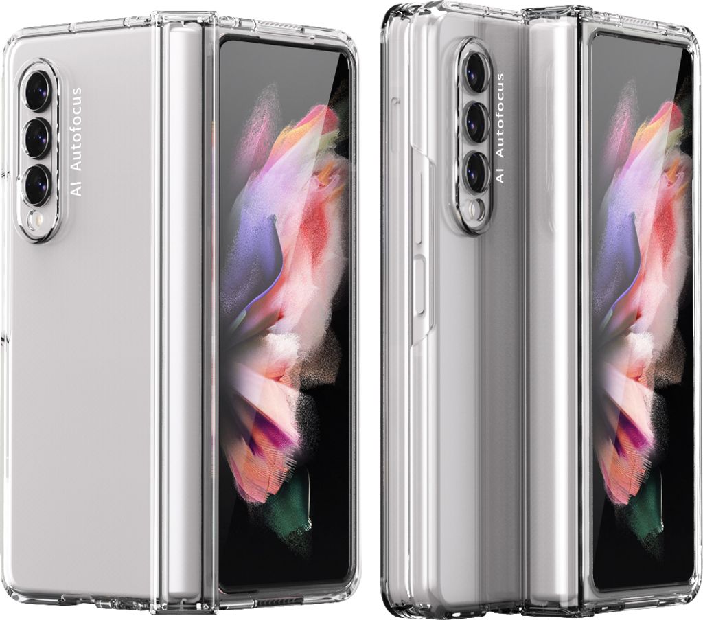 Galaxy Z Fold3 5G Hülle, Harte PC Slim mit Gehärtetem Glas Handyhülle Schutzhülle für Samsung Galaxy Z Fold 3 5G Klar