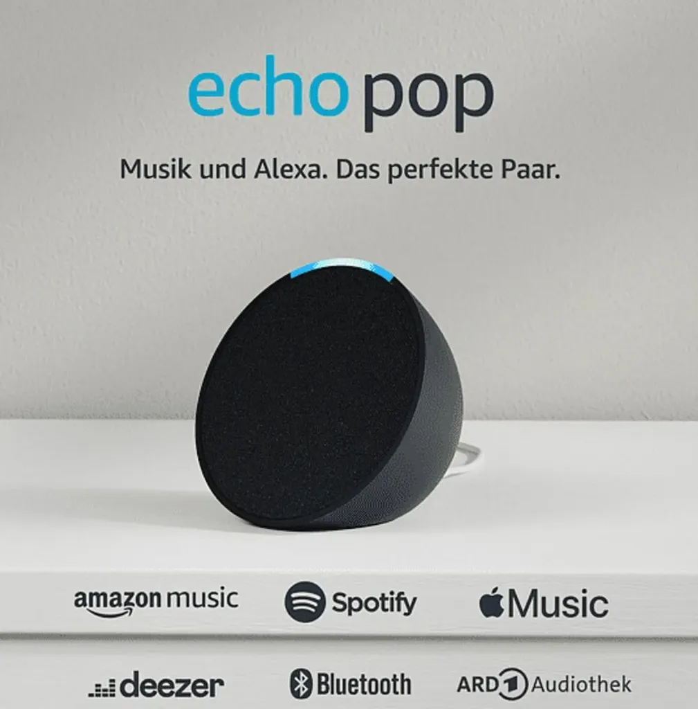 Echo Pop Blanc Amazon : Assistant Vocal Bluetooth au Design Demi-sphère - 2