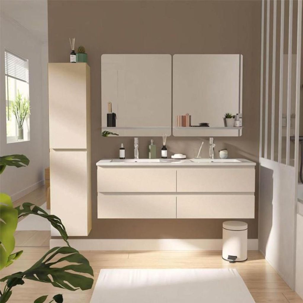 SORRENTO 120 cm Doppelwaschtisch mit Keramikarbeitsplatte Produktbild 