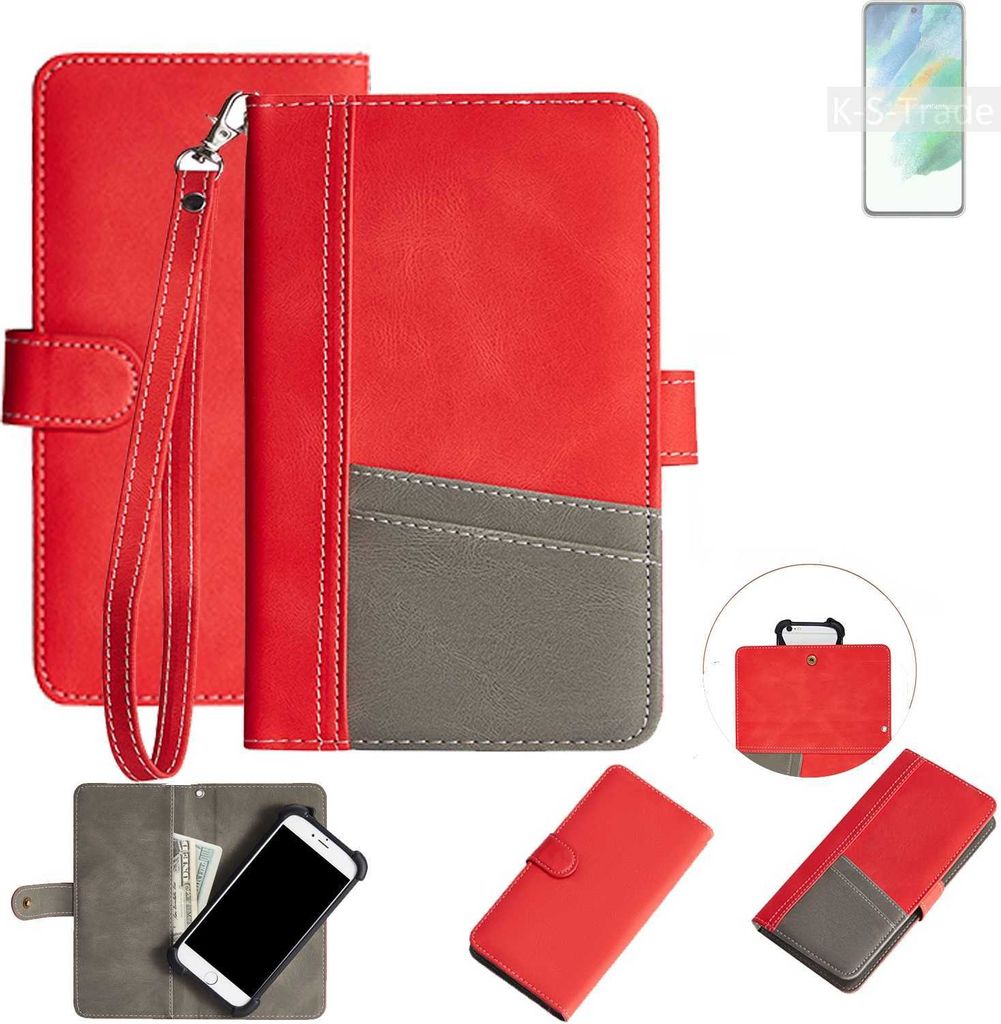 K-S-Trade Handy Schutzhülle für Samsung Galaxy S21 FE SD888 Hülle Portemonnee Brieftasche Klapphülle Kartenfächer Flip Wallet Case Etui