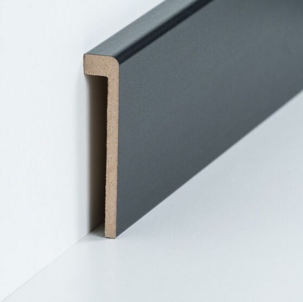 Fliesenabdeckleiste Bis 85 mm Höhe 19 x 96 x 2500 mm Schwarz MDF foliert Abdeckleiste für Fliesensockel by PROVISTON 25 Meter | 10 Stück