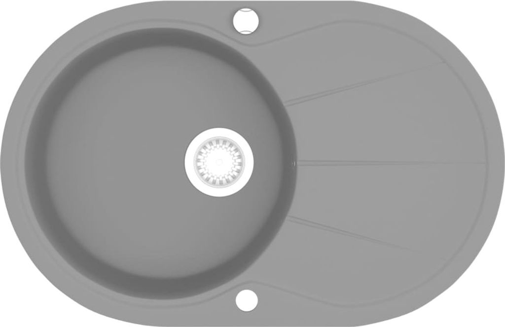 Granitspüle Einzelbecken Oval Grau