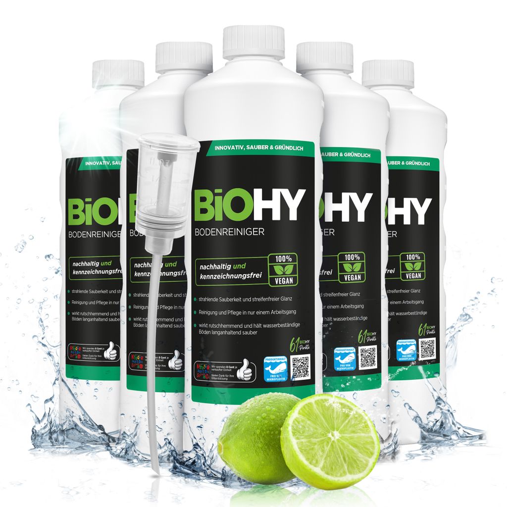 BiOHY Bodenreiniger (6x1l Flasche) + Dosierer | Konzentrat Produktbild 