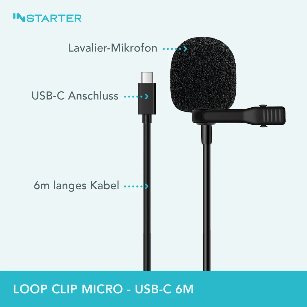 Instarter Microfono Lavalier USB-C - Migliora l'audio di Meeting e Call - 2