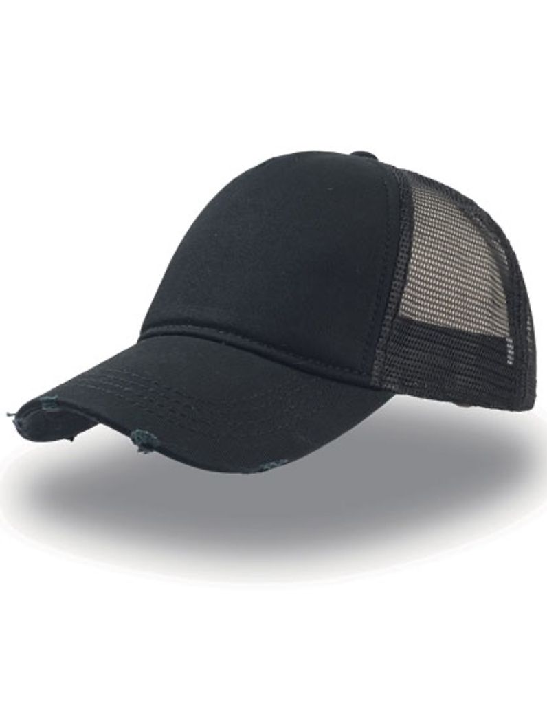 Atlantis RADS | Herren Rapper Destroyed Trucker 5-Panel-Cap - Farbe: Black/Black - Größe: One Size