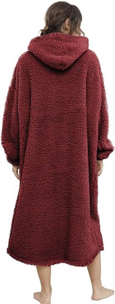 Übergroße Sherpa-Decke mit Kapuze für Damen und Herren, Lange Bequeme Sherpa-Decke, Sweatshirt, zotteliger Pullover, Plüsch, warm, gemütlich, ...