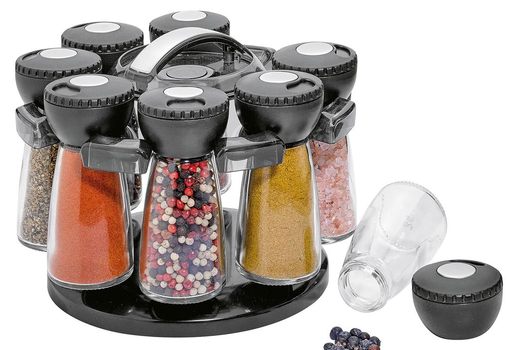 KÜCHENPROFI Gewürzständer mit 8 Gläsern schwarz Produktbild 