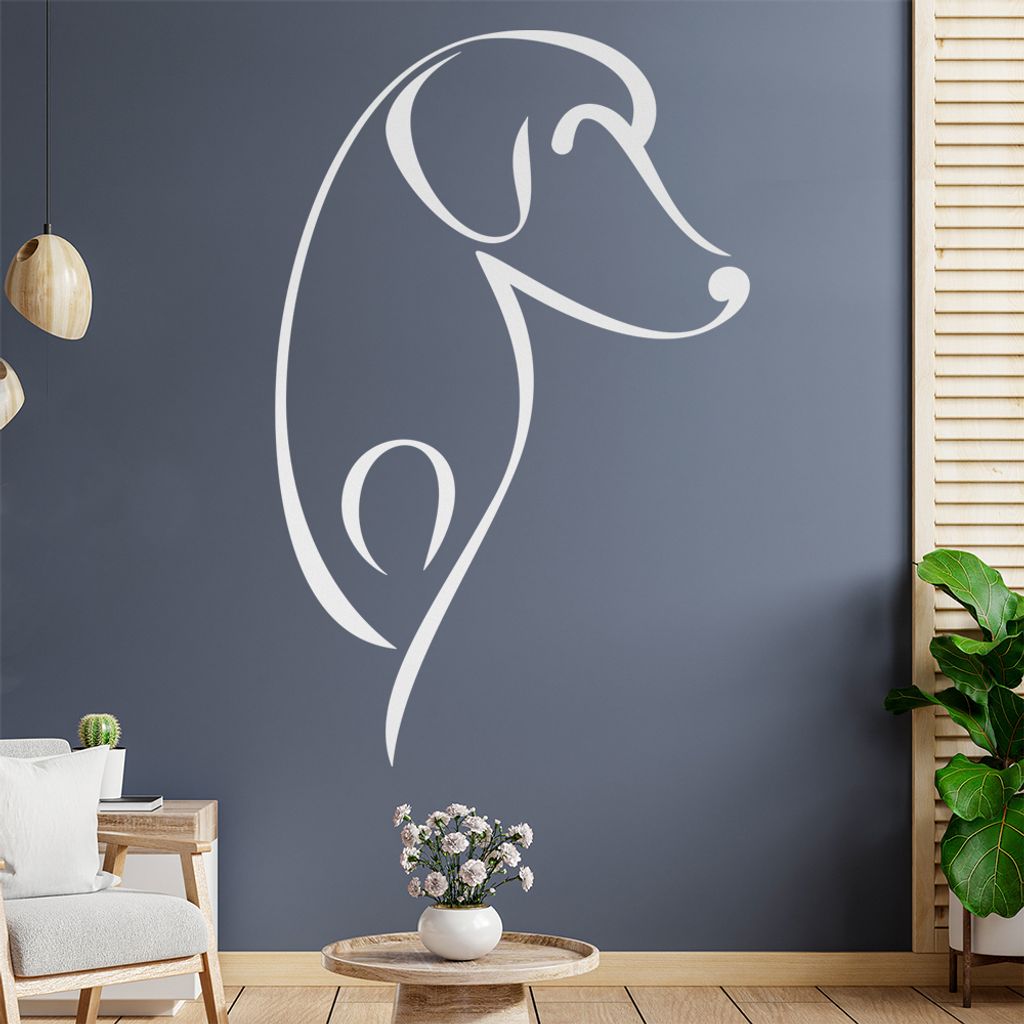 Hund Linien - Hunde Wandtattoo in 6 Größen - Wandaufkleber Wall Sticker - Dekoration, Küche, Wohnzimmer, Schlafzimmer, Badezimmer