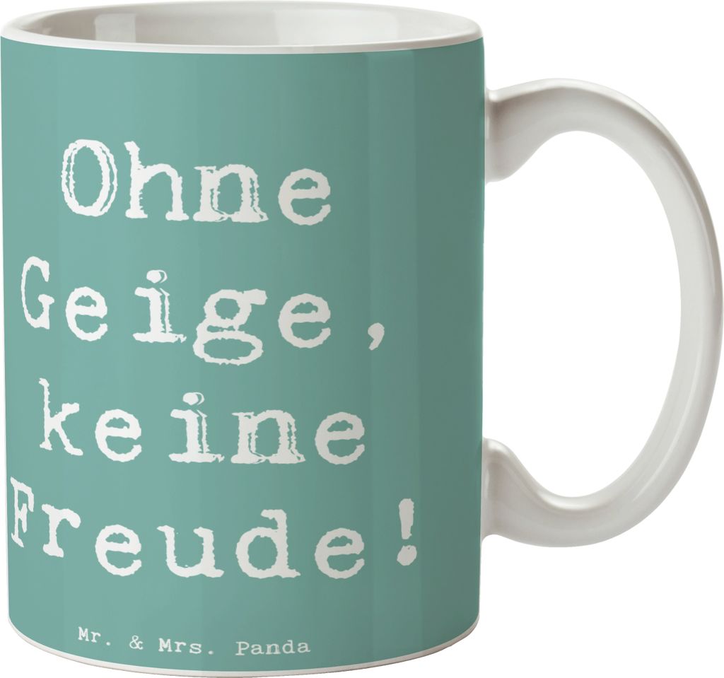Mr. & Mrs. Panda Tasse Spruch Geige Freude - Meeresbrise - Geschenk, Orchester, Musik, Kammermusik, Violine, Instrument, haferl, Kaffeebecher, Musi...