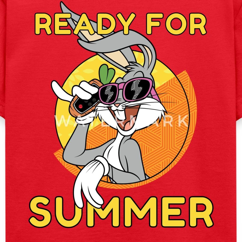 Spreadshirt Looney Tunes Bugs Bunny Ready For Summer Sommer Kinder T-Shirt, 98/104 (3-4 Jahre), Rot