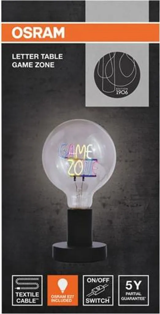 Lampe LED Message Game Zone E27 Osram à Filament Déco pour Chambre