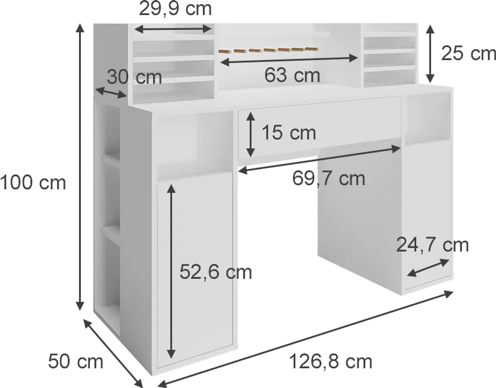 Table informatique blanche Vicco avec rangement étagère pour studio