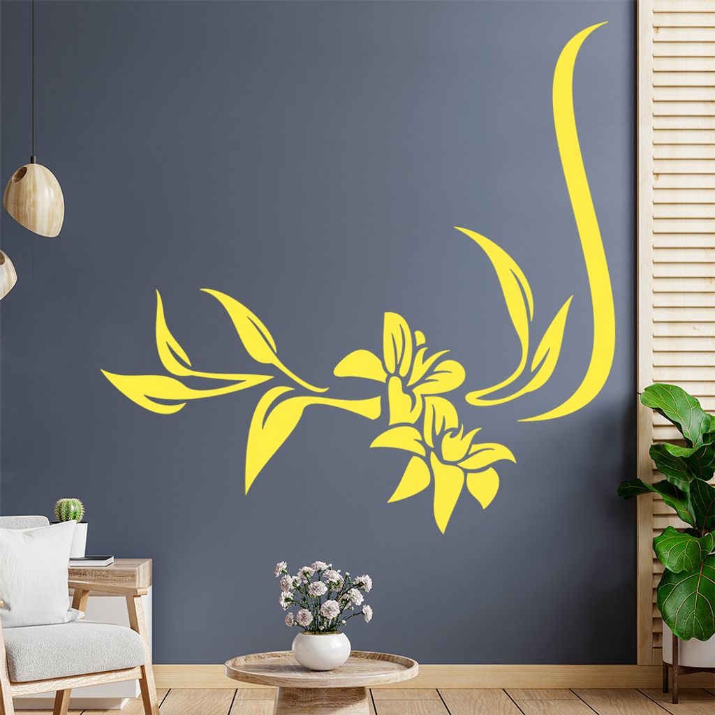 Blume - Linien Wandtattoo in 6 Größen - Wandaufkleber Wall Sticker - Dekoration, Küche, Wohnzimmer, Schlafzimmer, Badezimmer