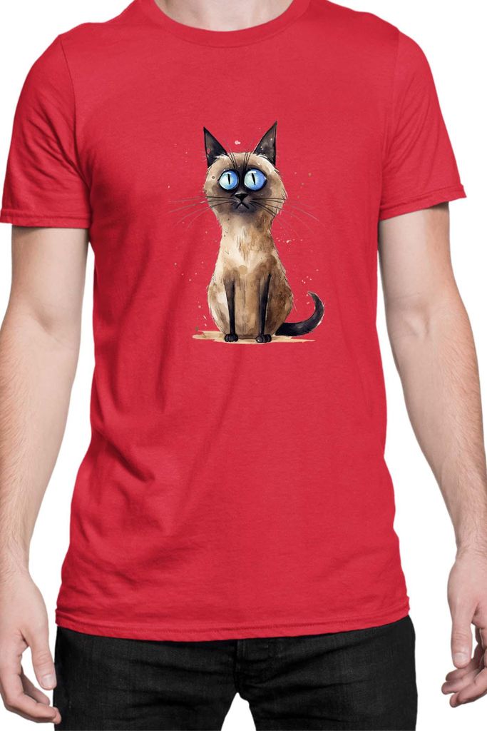 Herren T-Shirt Funny Cats Breeds Thai Cat, Man XL / Rot
