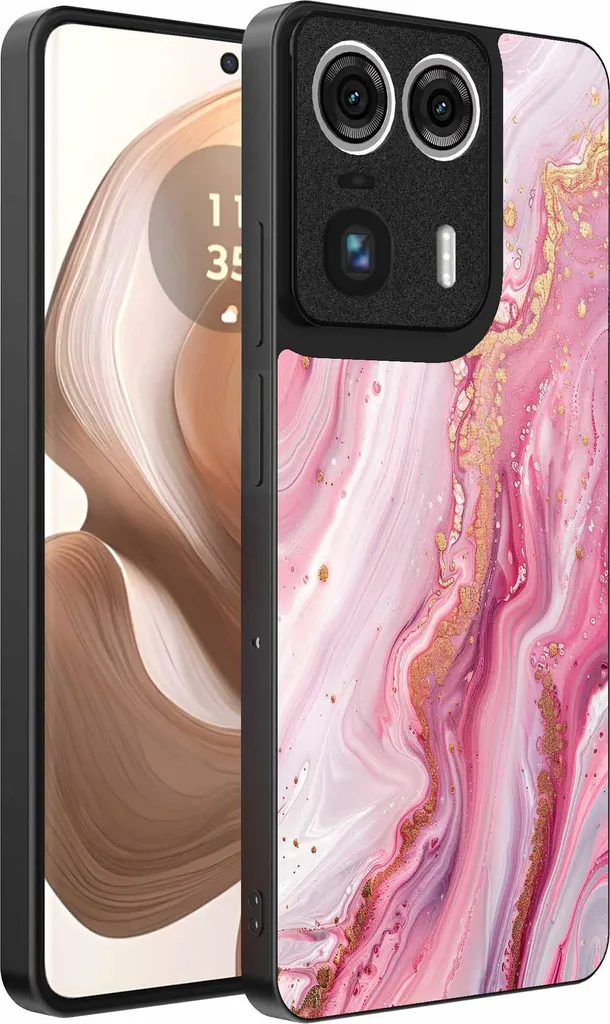 Cover Motorola Edge 50 Ultra Rosa Marmo | Protezione Morbida Antiurto