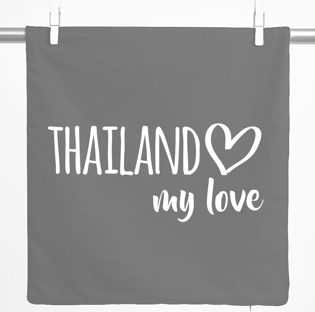 Huuraa Kissenbezug Thailand my love 40x40cm Steel Grey Baumwolle Dekokissenbezug Geschenkidee
