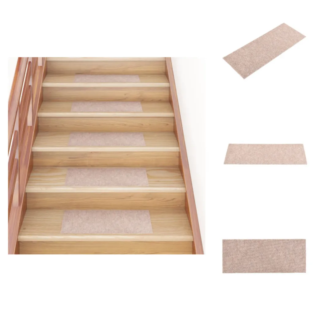 Tapis d'escalier autocollant antidérapant 15 pièces brun clair 60x25