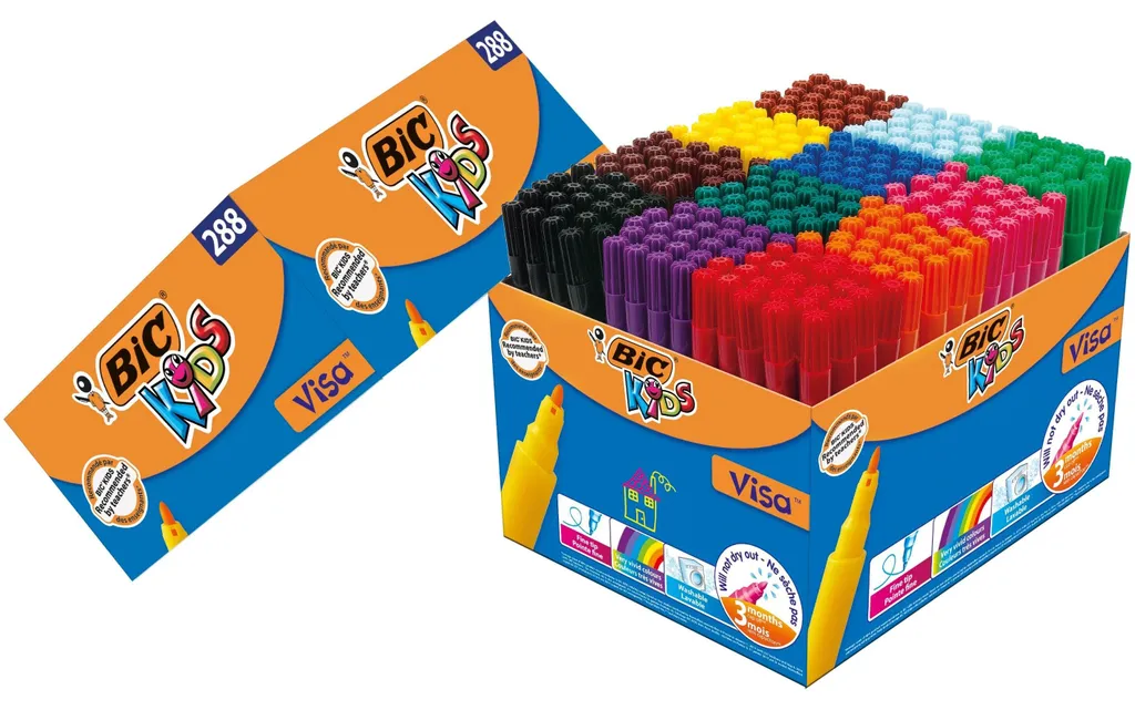 Feutres de coloriage lavables BIC KIDS Visa pack de 288 pour enfants