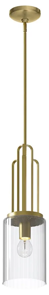 Elstead Kimrose Suspension E27 Laiton Naturel et Verre Strié Clair