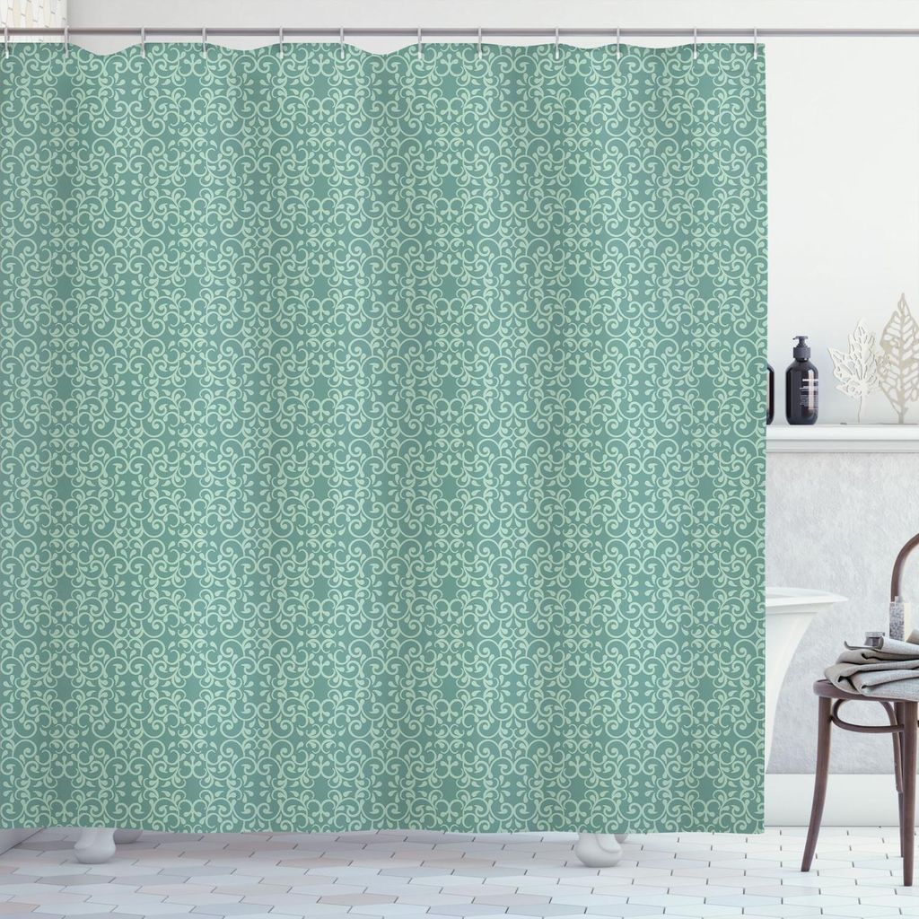 ABAKUHAUS Grün Duschvorhang, Weinlese-Art-viktorianischer Garten-Muster-Antiken-Entwurfs-alte Mode-Verzierungen, 175 x 180 cm, Turquoise Seafoam