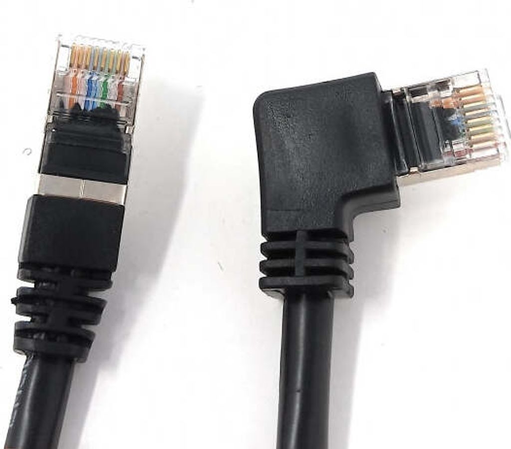 LAN Kabel 0,5 m RJ45 Stecker Ethernetkabel Netzwerkkabel Winkel in Schwarz