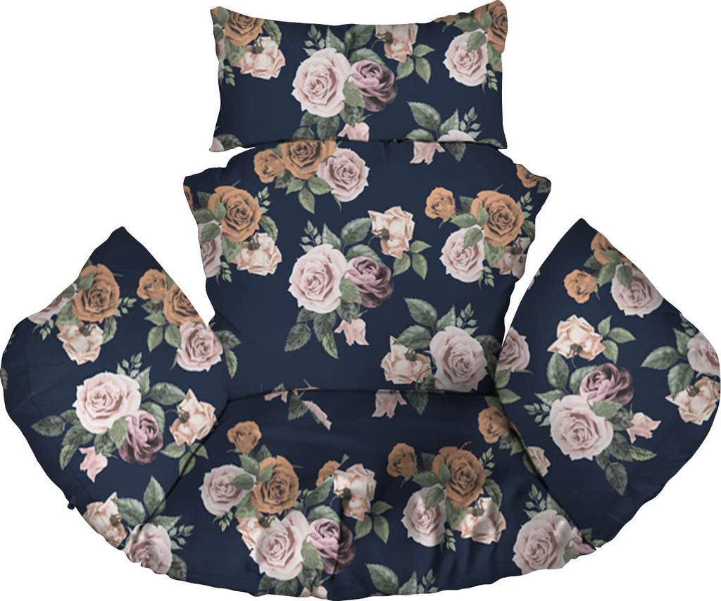 Hängesessel Kissen, Polster, Auflage für Polyrattan / Rattan Hängeschaukel, Hängekorb, Schaukel Korb, Rückenkissen Rosen [114]