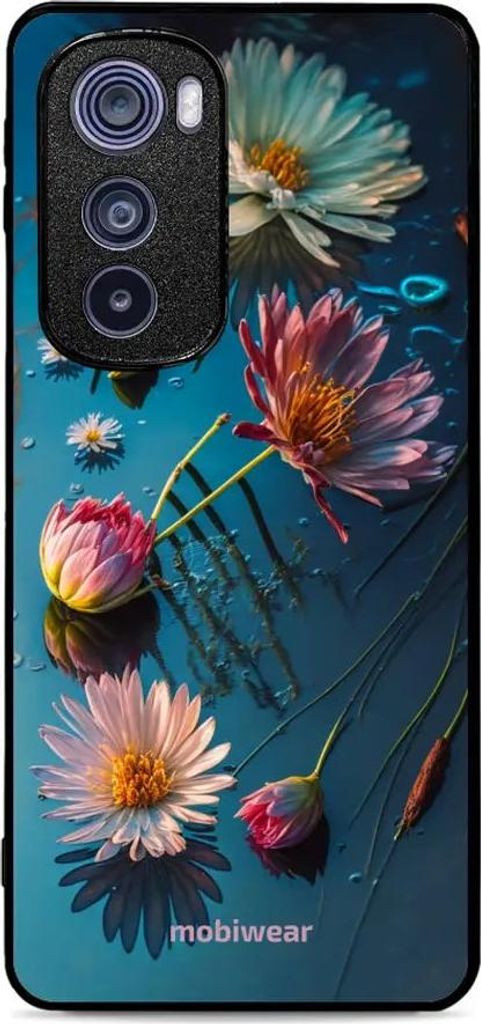 Handyhülle für Motorola Edge 30, Mobiwear Glossy Case, Blau-Blumig