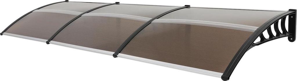 Haustür Vordach - Bogenvordach - 90×300 cm - Polycarbonat - Aluminiumrahmen - Für Außenbereich - Temperaturbeständig −30 bis 200 °C - Braun