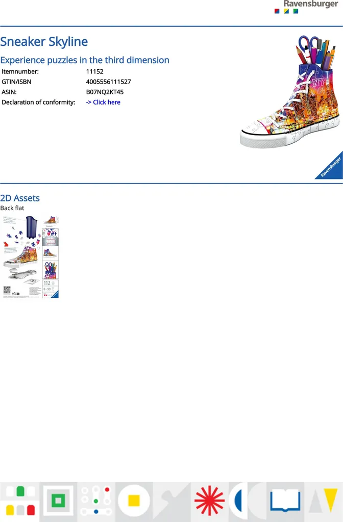 Ravensburger Skyline Sneaker 11152 Puzzle 3D 108 pièces avec EasyClick - 3