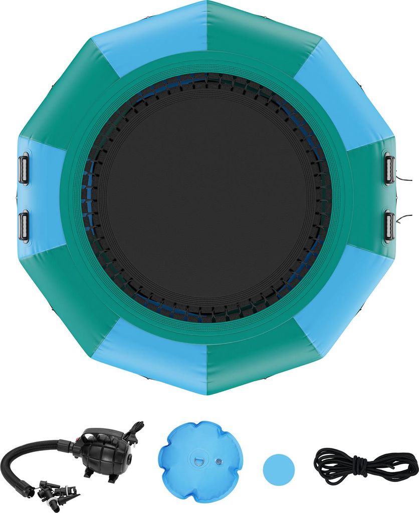 SucceBuy 10Fuß aufblasbares Wassertrampolin Poolsee Spielzeug Aufregende Prallen-Schwimmplattform
