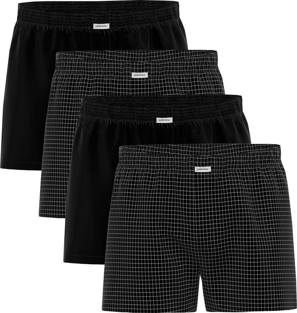 Seidensticker Herren Web-Boxershorts, 4er Pack - Boxer 4-Pack, Baumwolle, Logo Schwarz XL