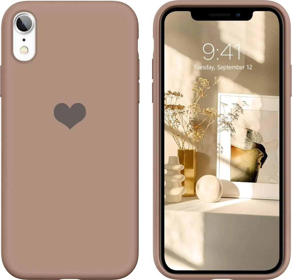 Custodia iPhone XR Estetica Marrone Cuore Vintage | Silicone Soft-Touch