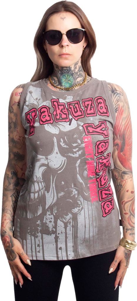 Yakuza Damen Death Bloom Urban Tank Shirt, Steel Gray, L