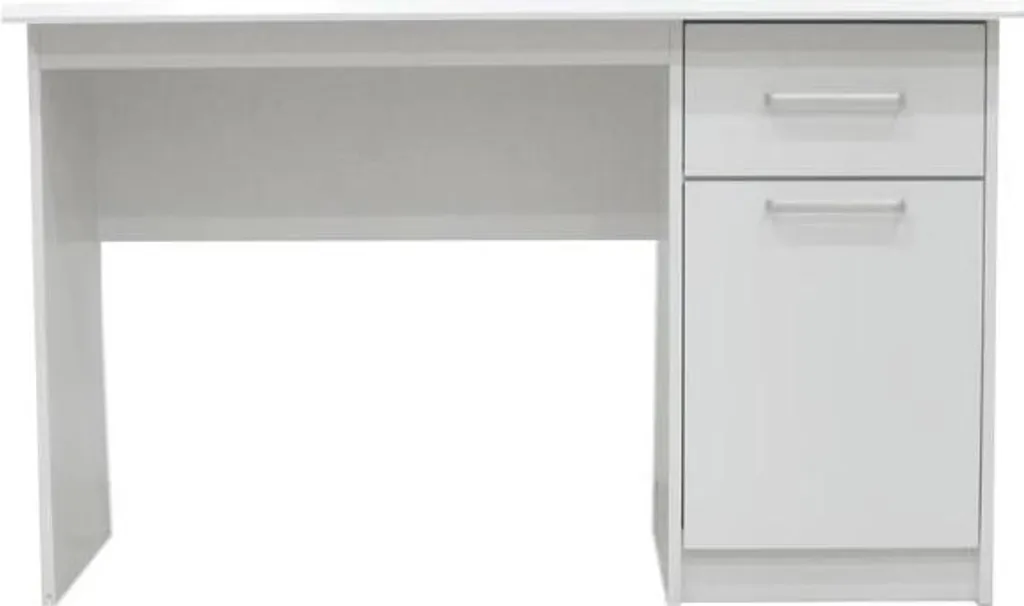 Bureau Milou 1 tiroir 1 porte blanc mat design spacieux 121 x 60 cm